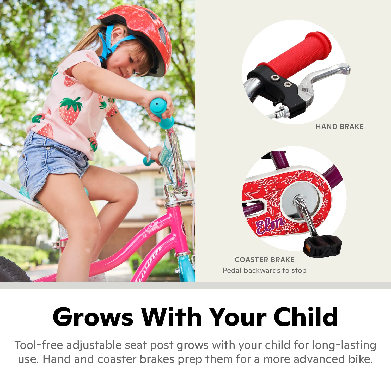 Schwinn Elm Girls Bike for Toddlers and Kids, 14-Inch Wheels